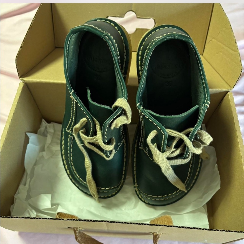Women's Green Leather Oxfords DUCKFEET